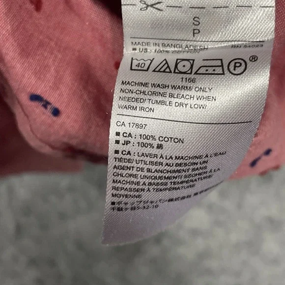 Banana Republic Soft Wash Slim Fit Shirt Mens‎ Small Pink Bowtie AOP Button Up - Picture 5 of 7